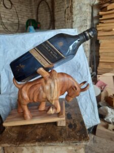 Wooden ox bottle holder