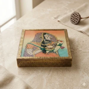 Wooden gemstone glass ragini painting