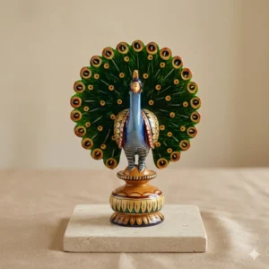 Wooden Dancing Peacock with Hand Painting & Jali Work