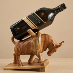 Wooden ox bottle holder