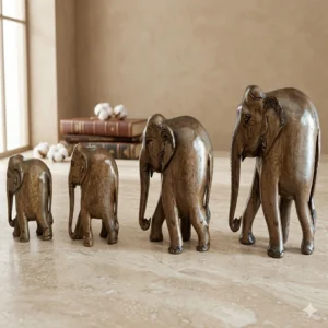 Premium Wooden Elephant Statue – Natural Wood Finish Minimal Design