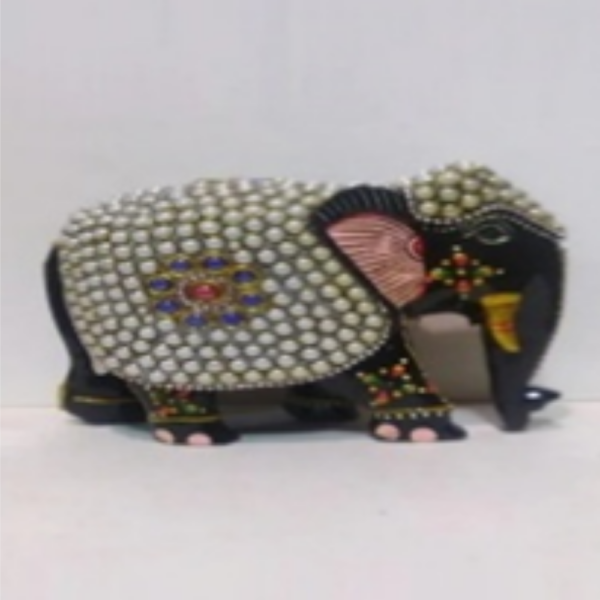 Wooden moti work down trunk elephant.