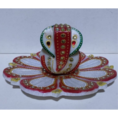 Marble lotus thali with marble ganesha.