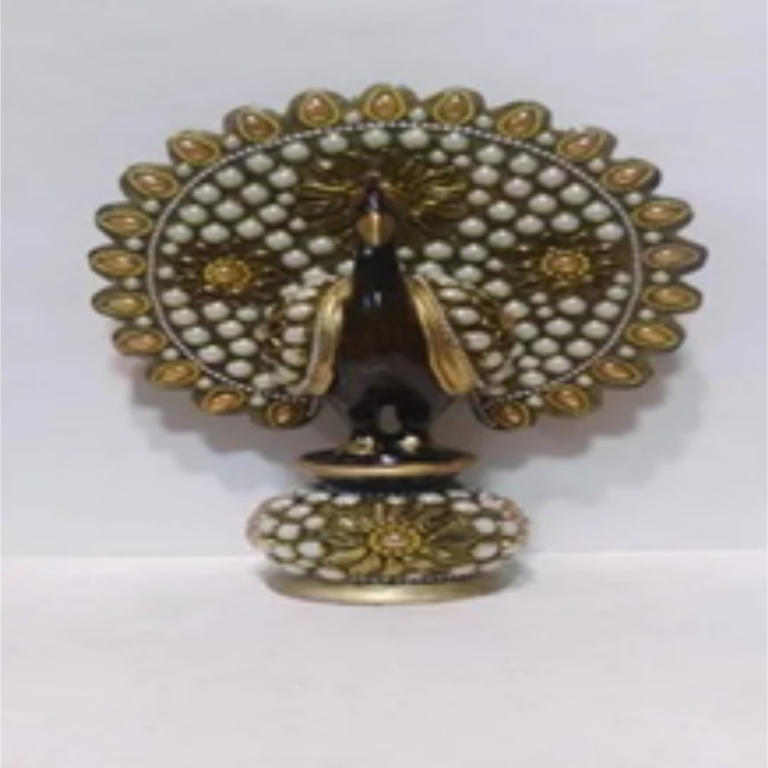 Wooden moti work dancing peacock.