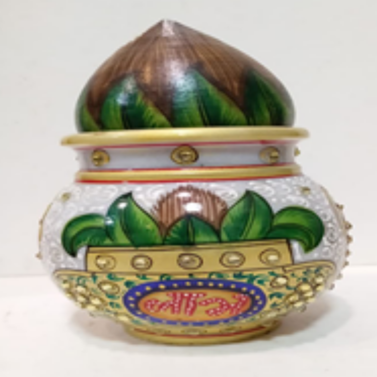 Marble kalash with marble Nariyal.