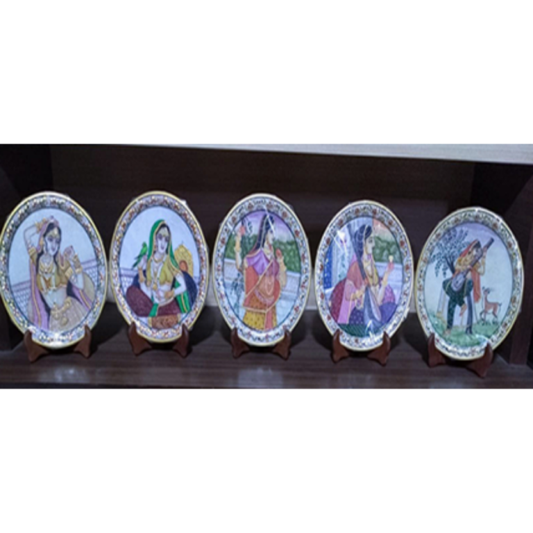 Marble jali decoration thali(various subjects available i.e.god,ragini,taj mahal,elephant,love scene,etc.)