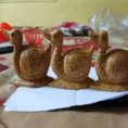 Wooden hand carving duck.