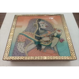 Wooden gemstone glass ragini painting{(various designs available)Customisation available MOQ 100.}